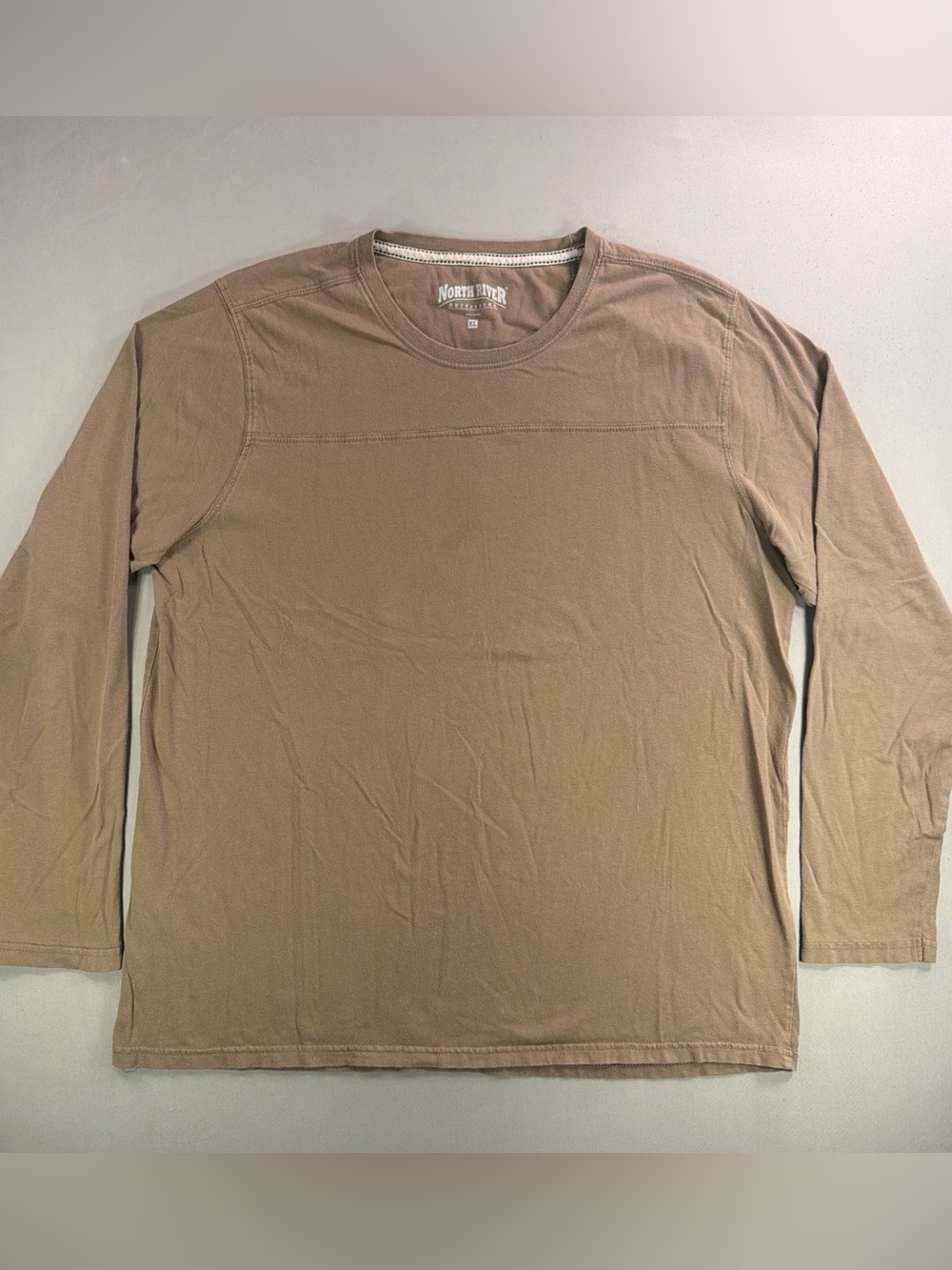 North River Men's Long Sleeve Crewneck Shirt in Taupe